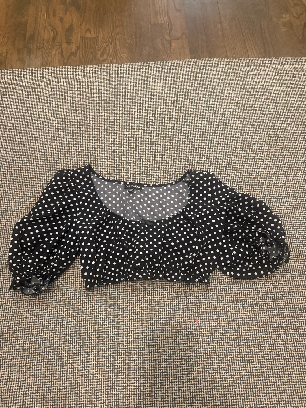 Polka Dot Puff Sleeve Micro Crop Top
